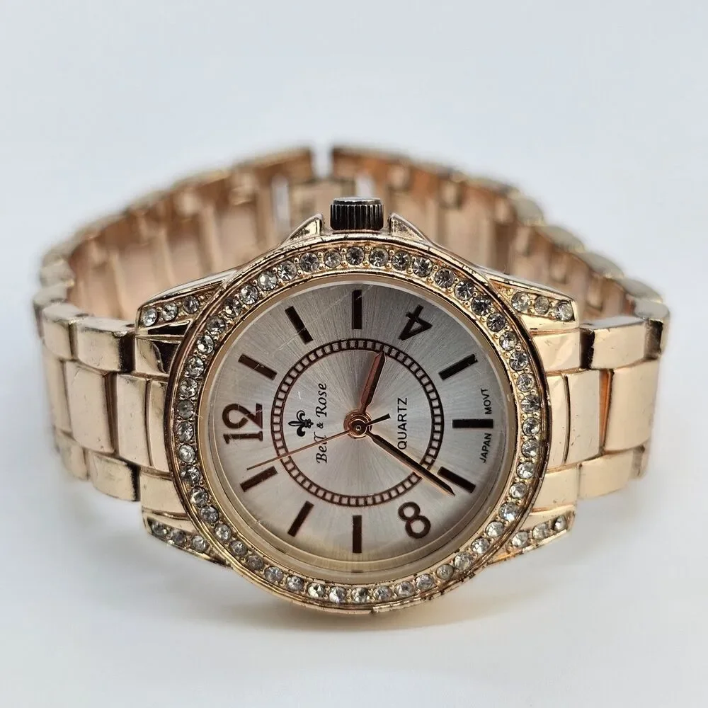 Bell Rose‎ Women's Watch 30MM Gold Dial Gold Bracelet Band 7